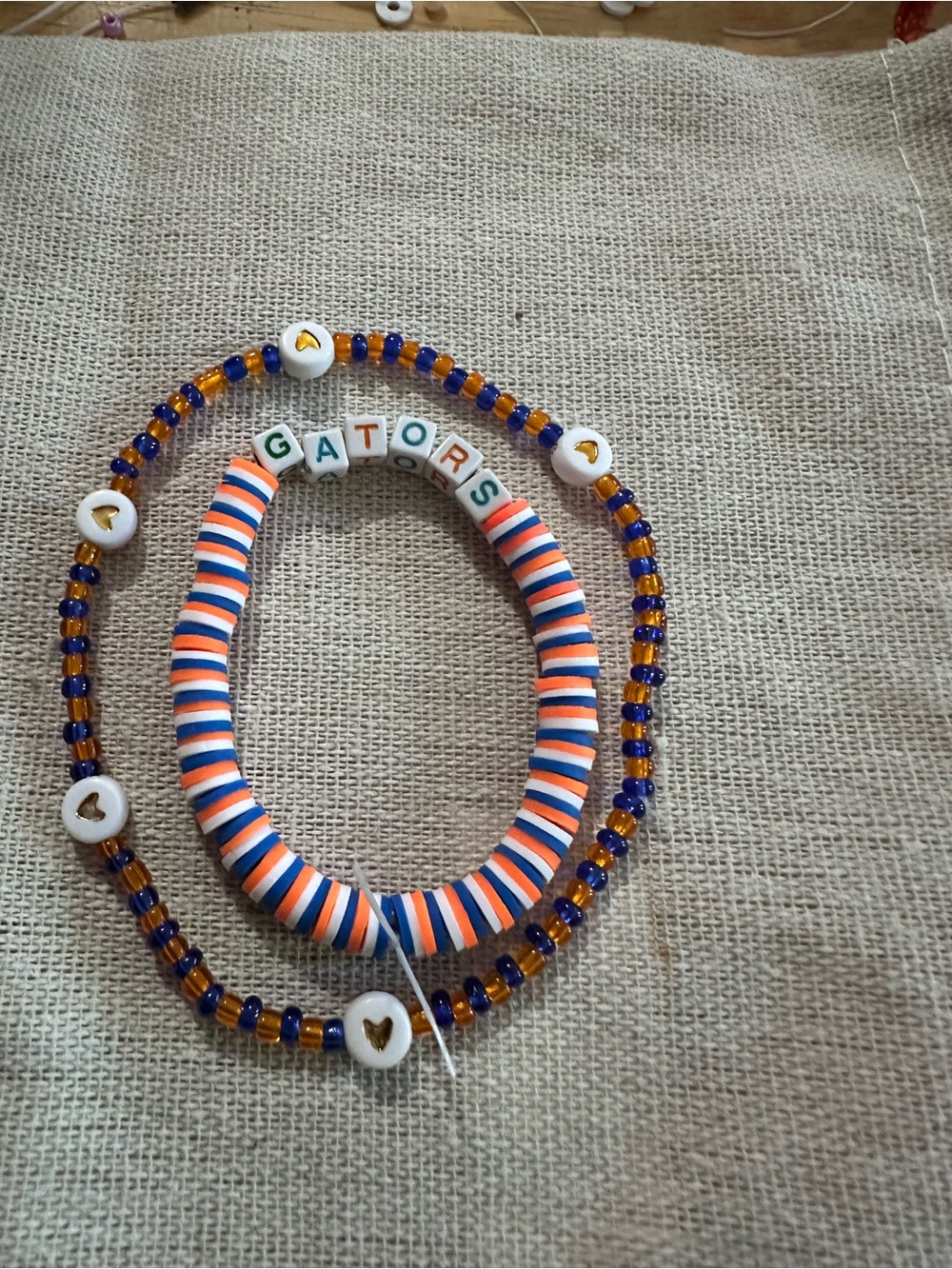 Women’s Beaded Stretch Bracelet Set in Orange & Blue